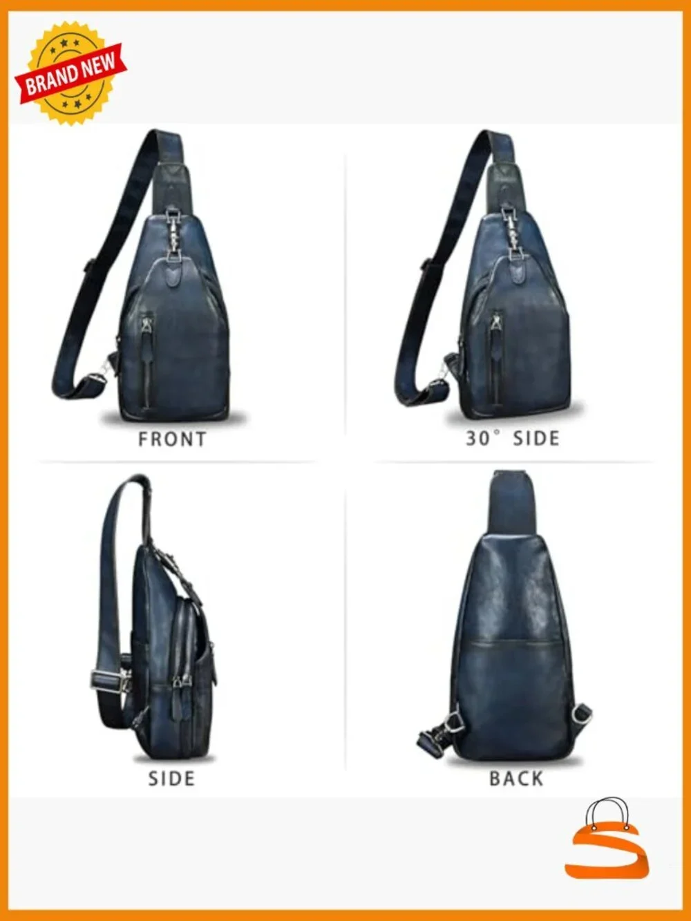 Vintage Handmade Genuine Leather Sling Backpack Crossbody Bag